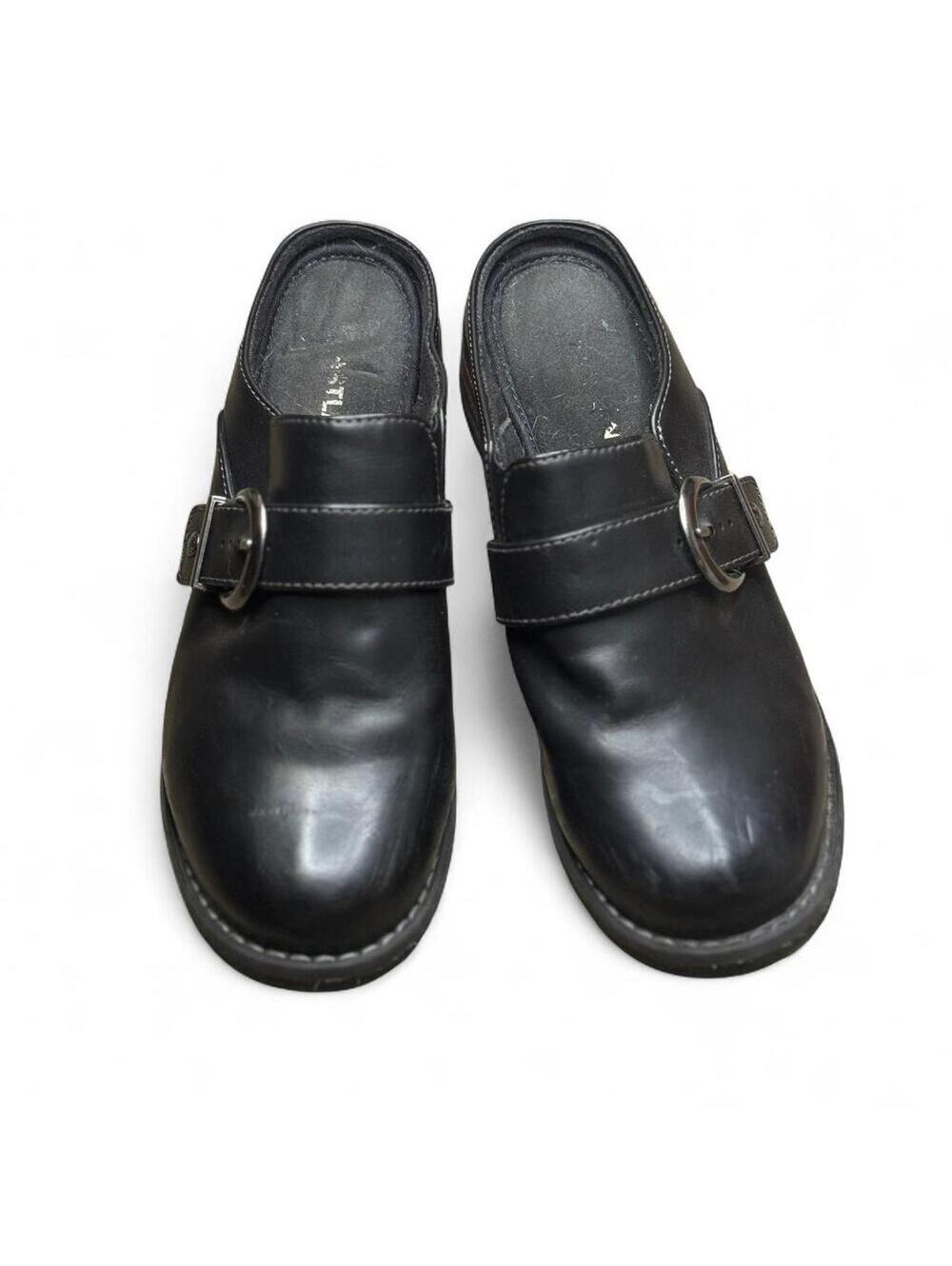 DSW Eastland Black Vegan Leather Buckle Strap Gothic Chunky Dutch Clogs Size 6.5